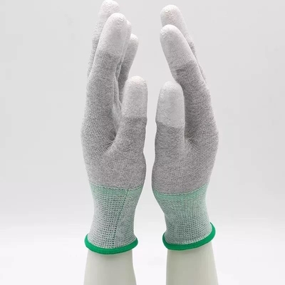 13 de Vezel van de maatkoolstof breide Witte Pu Met een laag bedekte Antiesd van het Werkhandschoenen Handschoenen