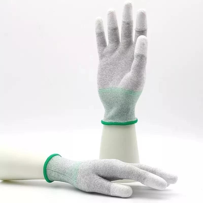 13 de Vezel van de maatkoolstof breide Witte Pu Met een laag bedekte Antiesd van het Werkhandschoenen Handschoenen