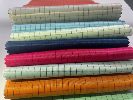 5 mm raster oranje roze polyester antistatische ESD geweven stof voor antistatische kleding