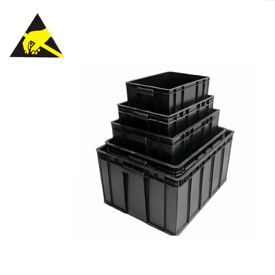 Antistatische Geleidende Cleanroom ESD de Containersesd van Baktray with dividers black antistatic Plastic Doos met Dekking