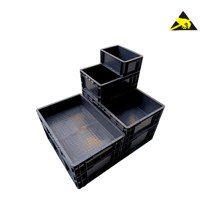 De kleine Zwarte Esd Veilige Bak Geleidende Ic van de de Dooscontainer van Delentray anti static memory tool Doos van Eurostat Esd met Dekking