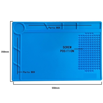 Niet Giftige Blauwe ESD Rubbermat silicone rubber phone mat met magnetische sectie