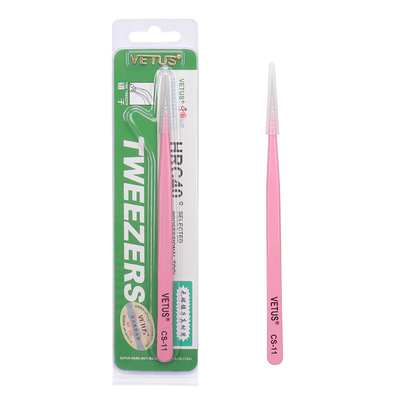 Roze rechtstreeks st-12 Vetus-Uitbreidingenroestvrij staal van het Wimperpincet