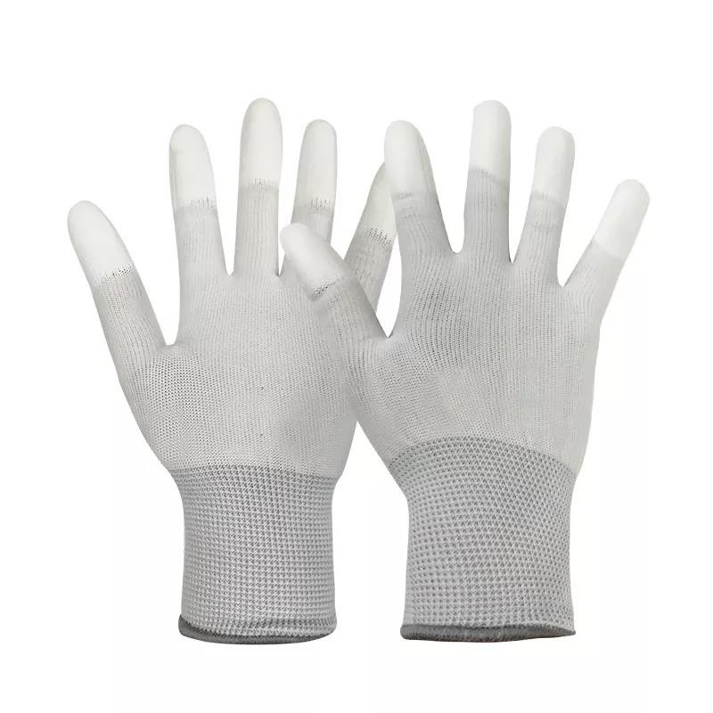 13 de Vezelesd van de maatkoolstof de Hand Gloves Antistatische de Vingeresd van Pu Hoogste Geschikte Met een laag bedekte Handschoenen