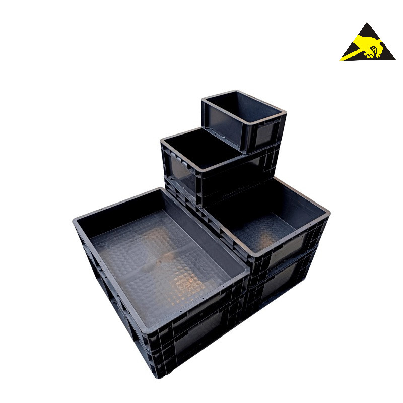 De kleine Zwarte Esd Veilige Bak Geleidende Ic van de de Dooscontainer van Delentray anti static memory tool Doos van Eurostat Esd met Dekking