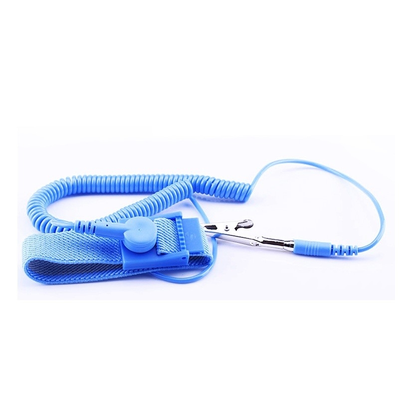 Regelbaar Blauw Antistatisch ESD pvc van de Polsriem met Rolkoord